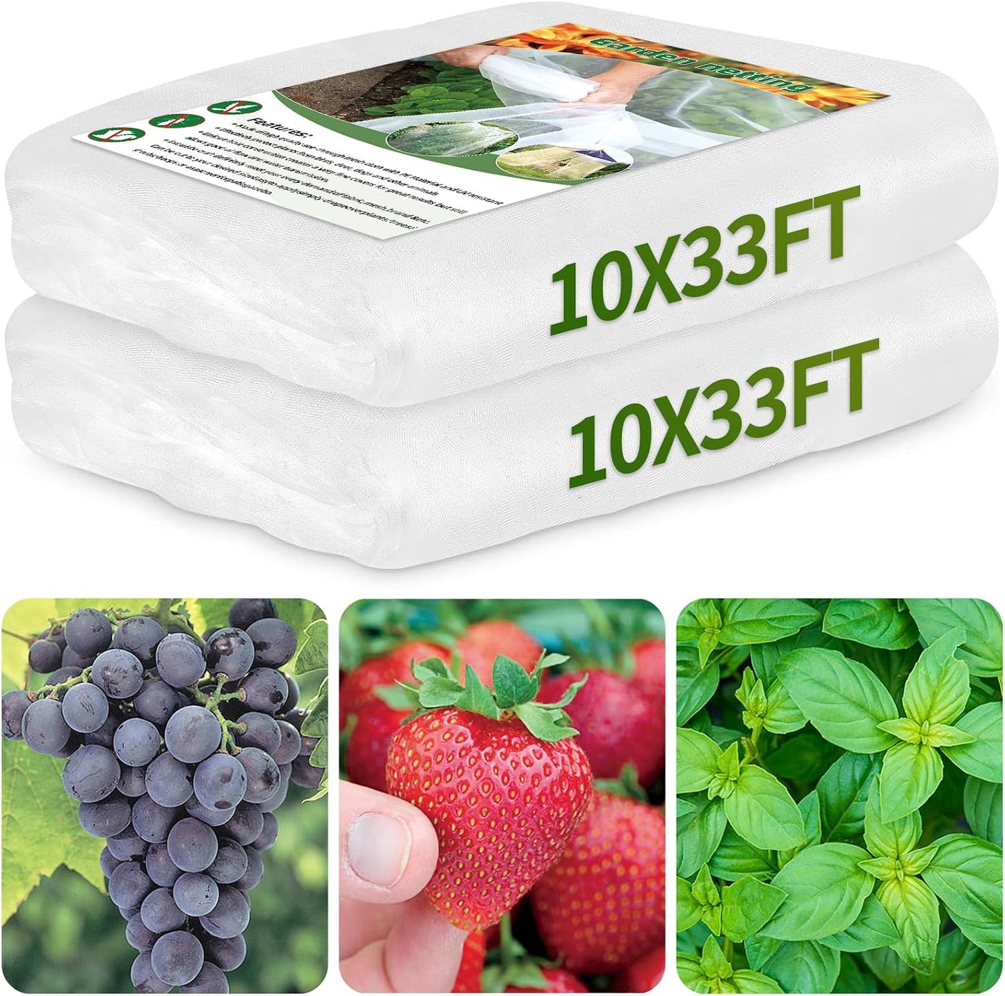 Garden Netting 10x33FT 2 Pack Ultra Fine Mesh, Insect Barrier Bird Netting for Garden Protection, Insect Bug Netting Garden Net for Protecting Plants Vegetables Flowers Fruits
