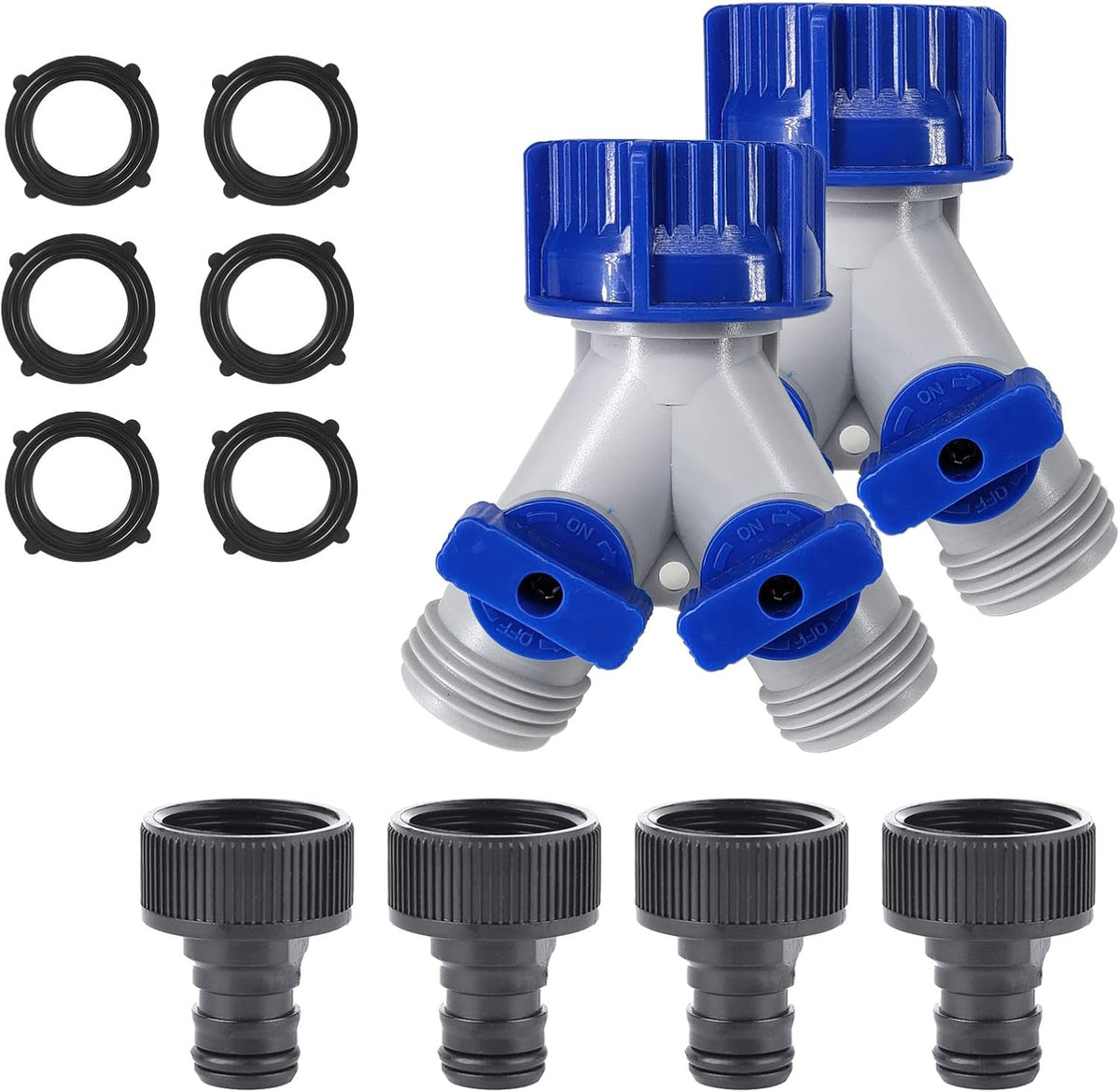 Garden Hose Splitter, 2pcs 3/4" 2 Way Plastic Water Hose Splitter, Garden Hose Connector with Faucet Watering Shut Off for Landscaping, Gardening, Flower Planting, Irrigation