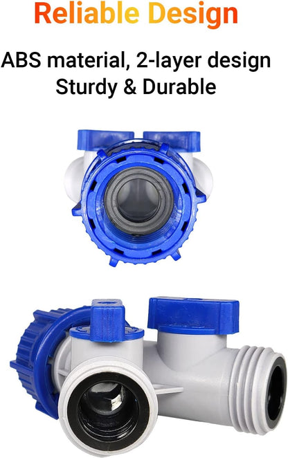 Garden Hose Splitter, 2pcs 3/4" 2 Way Plastic Water Hose Splitter, Garden Hose Connector with Faucet Watering Shut Off for Landscaping, Gardening, Flower Planting, Irrigation
