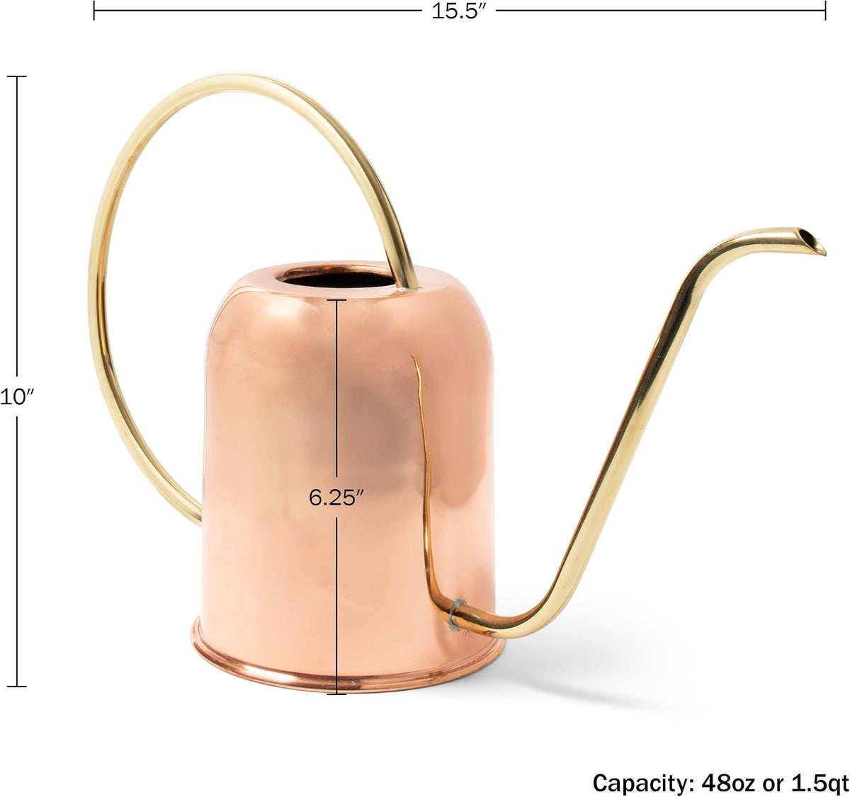 Copper Watering Can Indoor Plants - 48oz Long Spout Precise Small Water Can for Plants, Bonsai, Succulents, Houseplants, or Garden - Metal Inside or Outdoor Plant Watering Cans