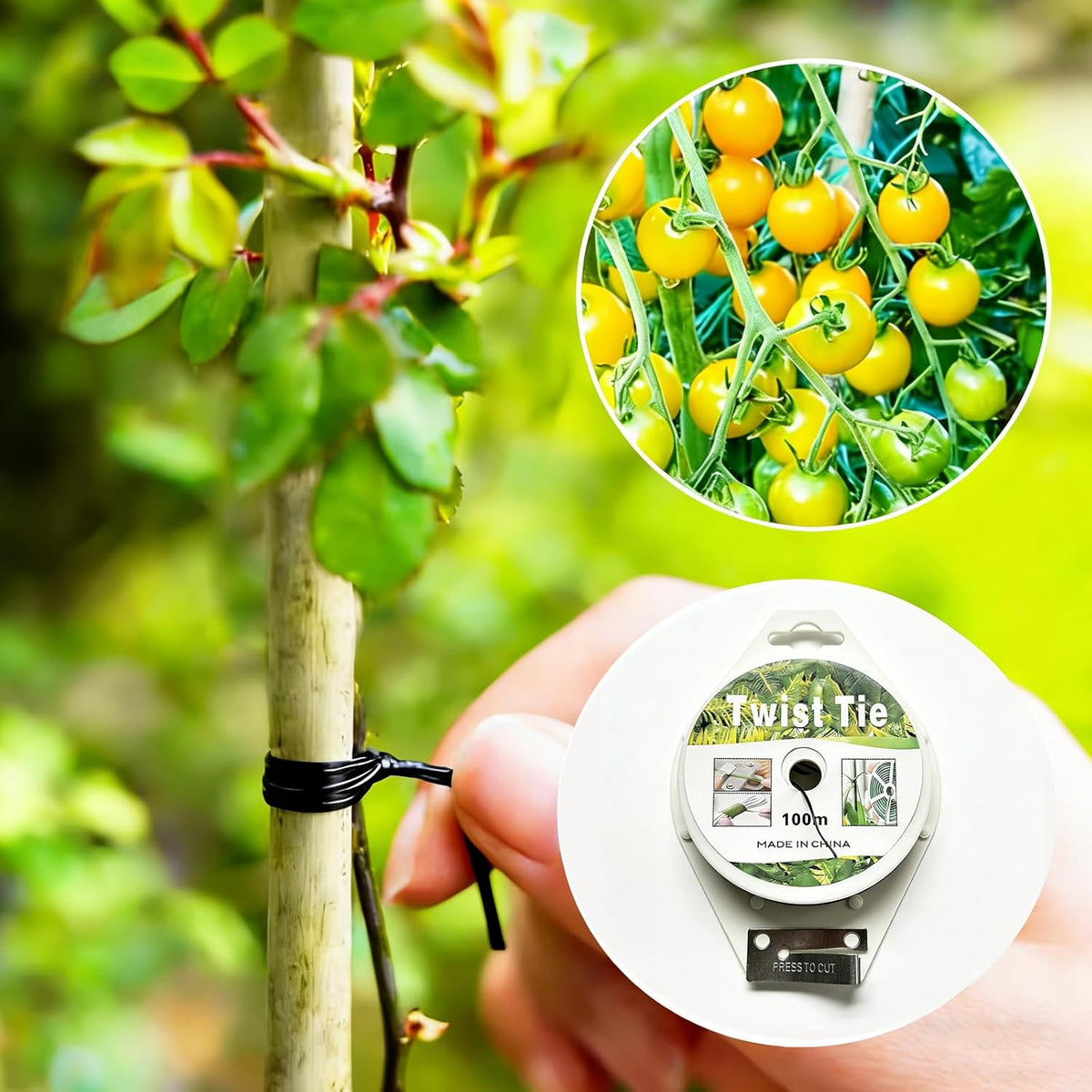 328ft(100m) Garden Plant Twist Ties with Cutter