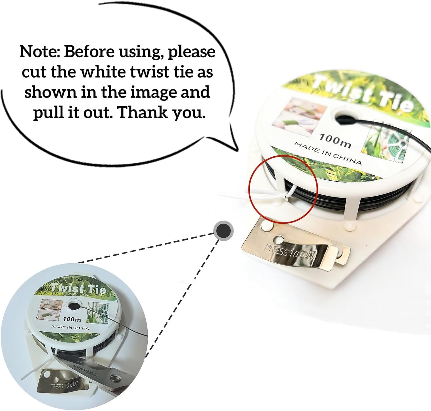328ft(100m) Garden Plant Twist Ties with Cutter