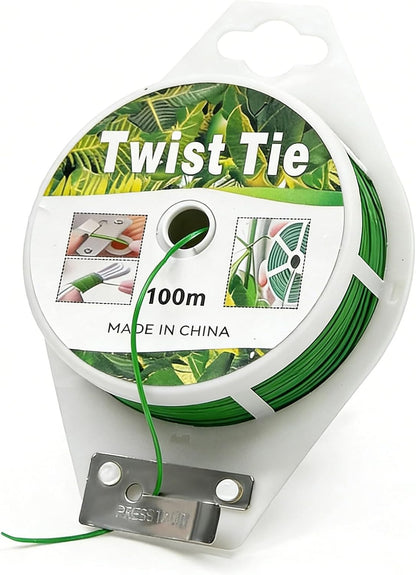 328ft(100m) Garden Plant Twist Ties with Cutter