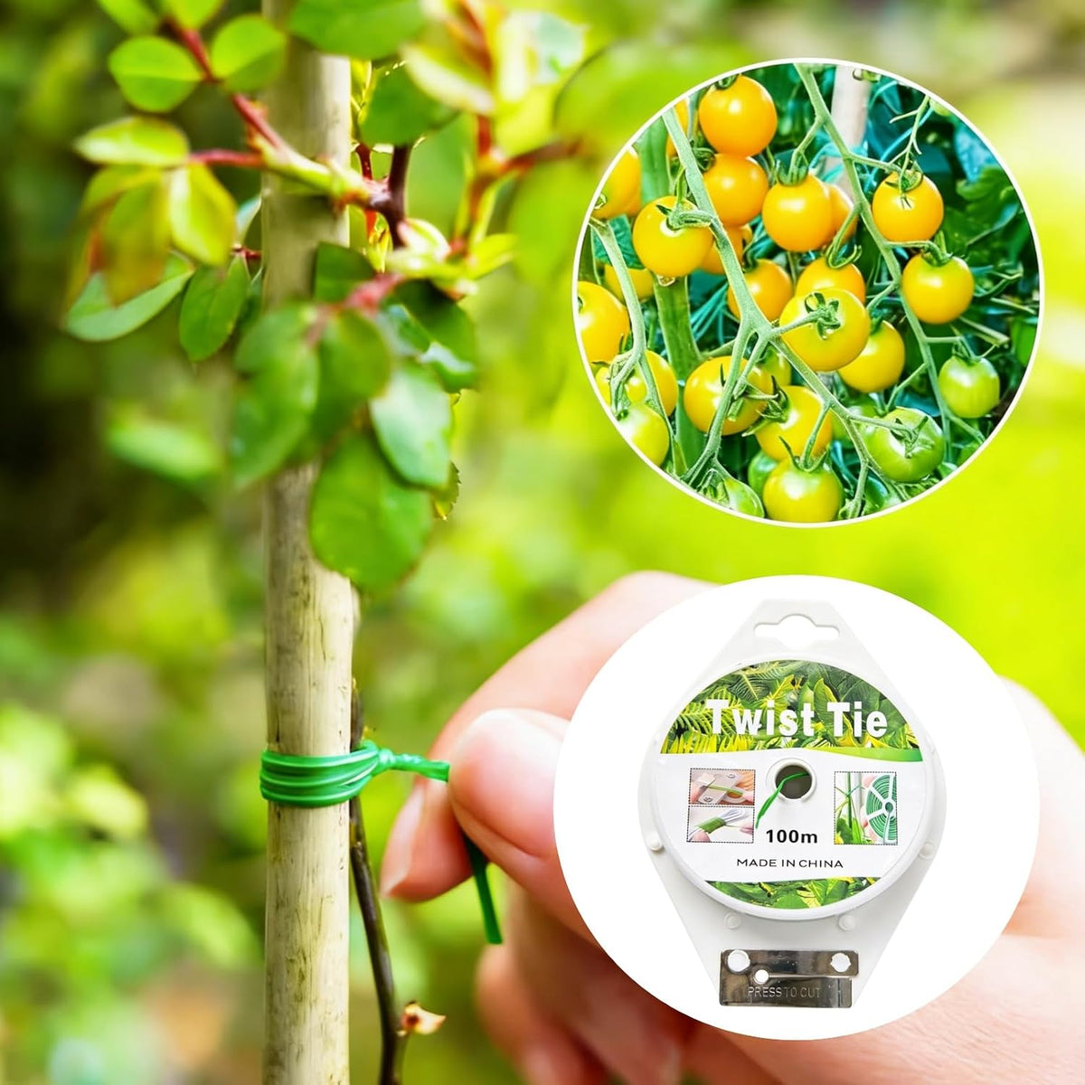 328ft(100m) Garden Plant Twist Ties with Cutter