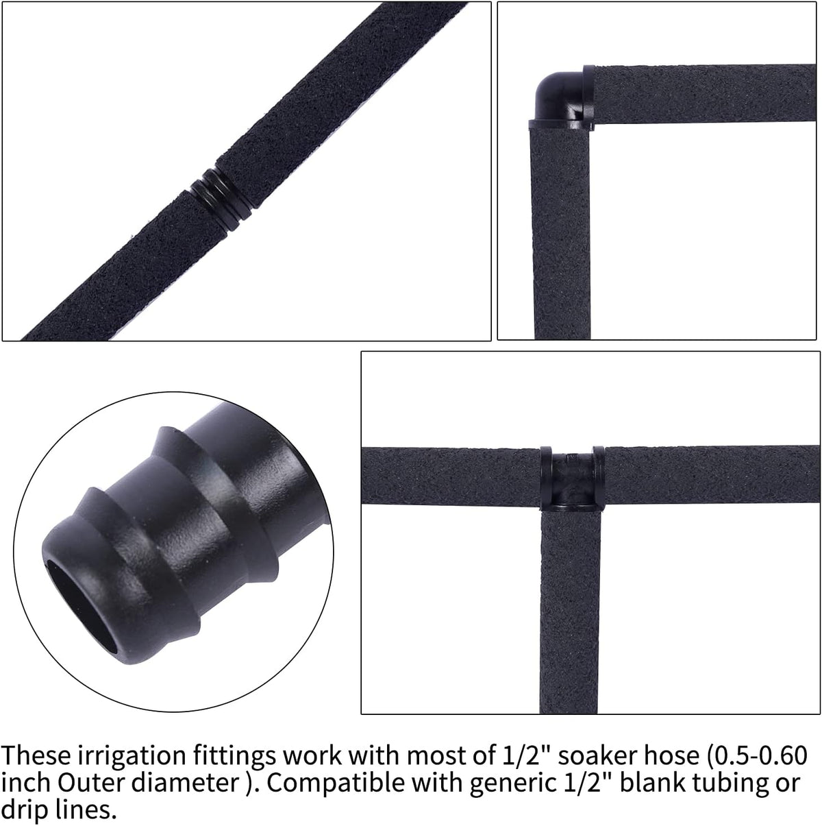 Garden Hose Accessories, Soaker Hose Coupler Accessory Quick Set Connector, Irrigation Fittings Kit for 1/2" Tubing,Adapter, Irrigation Water Hose Connector