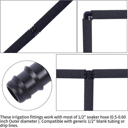 Garden Hose Accessories, Soaker Hose Coupler Accessory Quick Set Connector, Irrigation Fittings Kit for 1/2" Tubing,Adapter, Irrigation Water Hose Connector