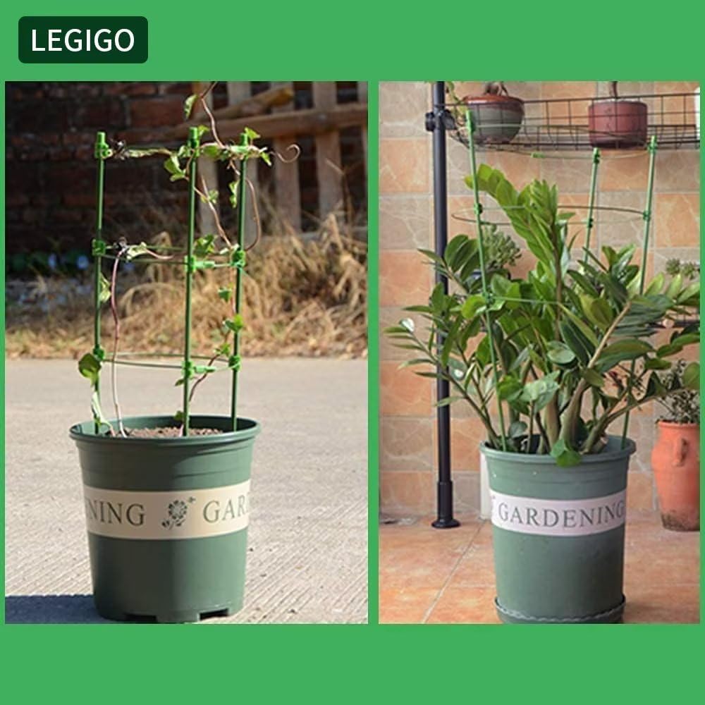 3 Packs Plant Support Cages Tomato Cage for Garden- 18 Inch Adjustable Garden Cucumber Trellis Plant Stakes, Trellis Support Rings for Climbing Plants, Pots, Indoor Plants with 10 Plant Clips