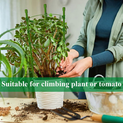 3 Packs Plant Support Cages Tomato Cage for Garden- 18 Inch Adjustable Garden Cucumber Trellis Plant Stakes, Trellis Support Rings for Climbing Plants, Pots, Indoor Plants with 10 Plant Clips