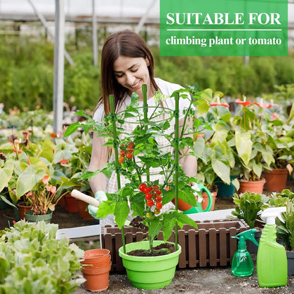 3 Packs Plant Support Cages Tomato Cage for Garden- 18 Inch Adjustable Garden Cucumber Trellis Plant Stakes, Trellis Support Rings for Climbing Plants, Pots, Indoor Plants with 10 Plant Clips