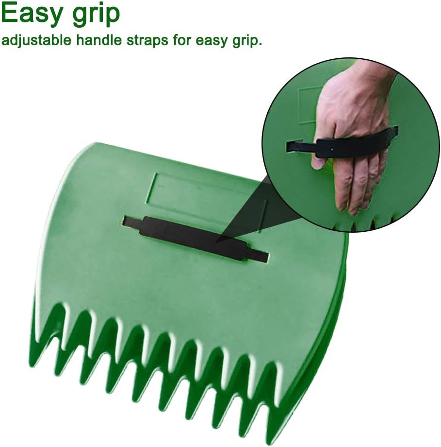 2-Pack Leaf Scoops, Large Leaf Grabber Claws with Ergonomic Handles, Durable Hand Rake Garden Tool for Easy Leaf Pickup, Grass Clippings and Lawn Debris