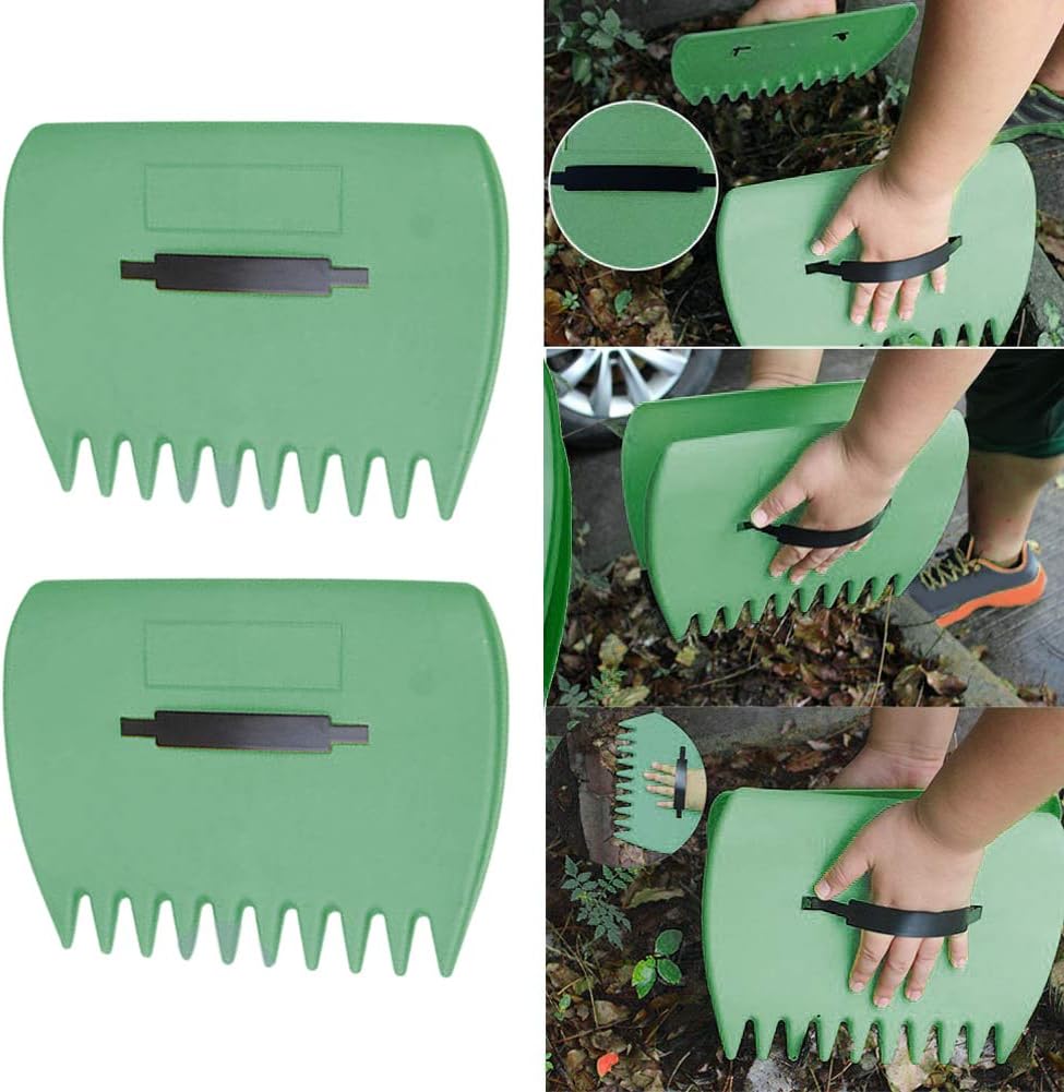 2-Pack Leaf Scoops, Large Leaf Grabber Claws with Ergonomic Handles, Durable Hand Rake Garden Tool for Easy Leaf Pickup, Grass Clippings and Lawn Debris