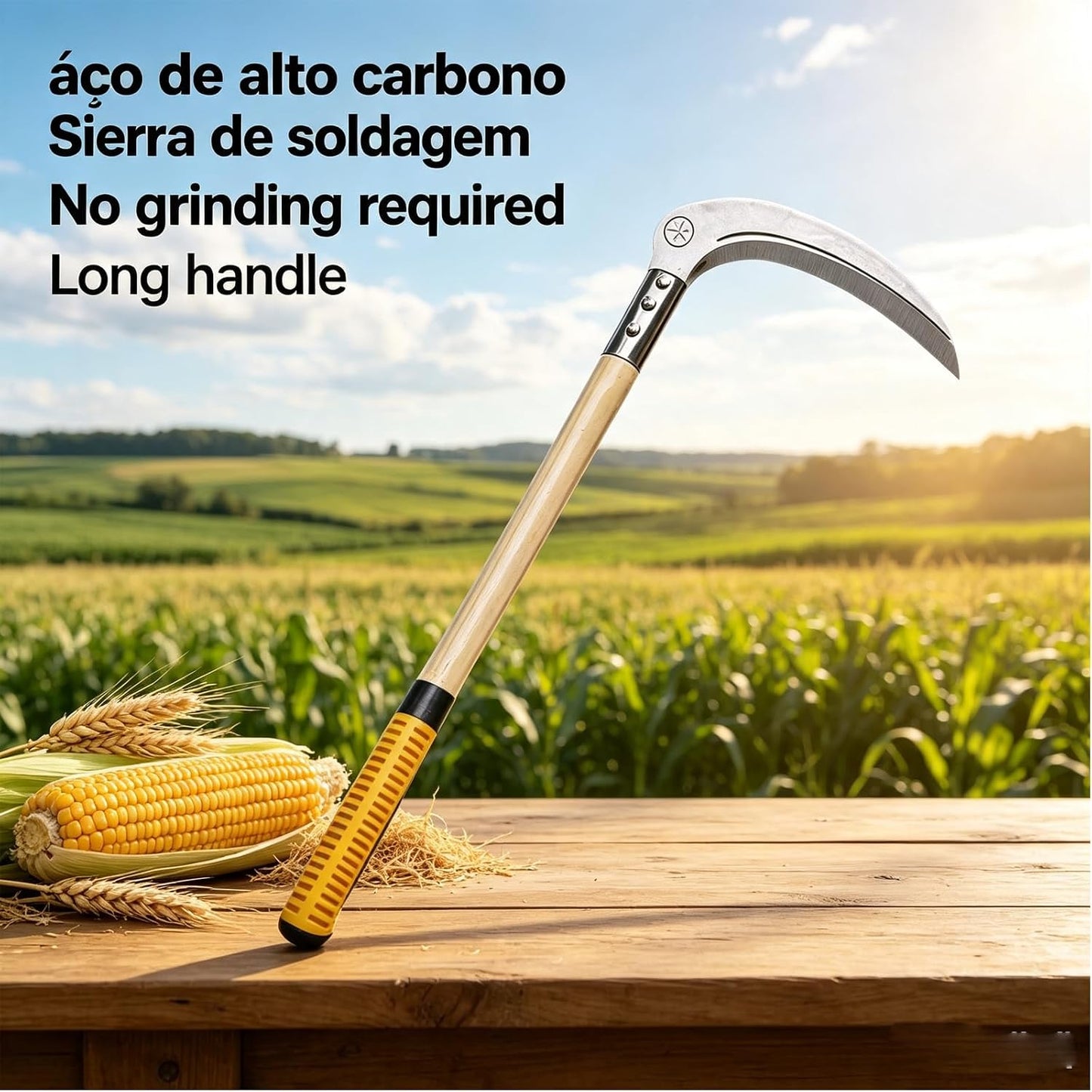 Steel Weeding Sickle,Manganese Steel Blade/Solid Wood Handle Hand held Sickle Tool - Multipurpose Gardening Weeding Grass Sickle and Farming Portable Safety Sickle