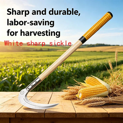 Steel Weeding Sickle,Manganese Steel Blade/Solid Wood Handle Hand held Sickle Tool - Multipurpose Gardening Weeding Grass Sickle and Farming Portable Safety Sickle