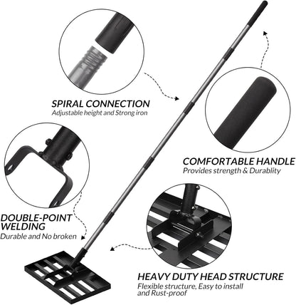 Lawn Leveling Rake, Reinforced Leveler with 6.5FT Steel Handle