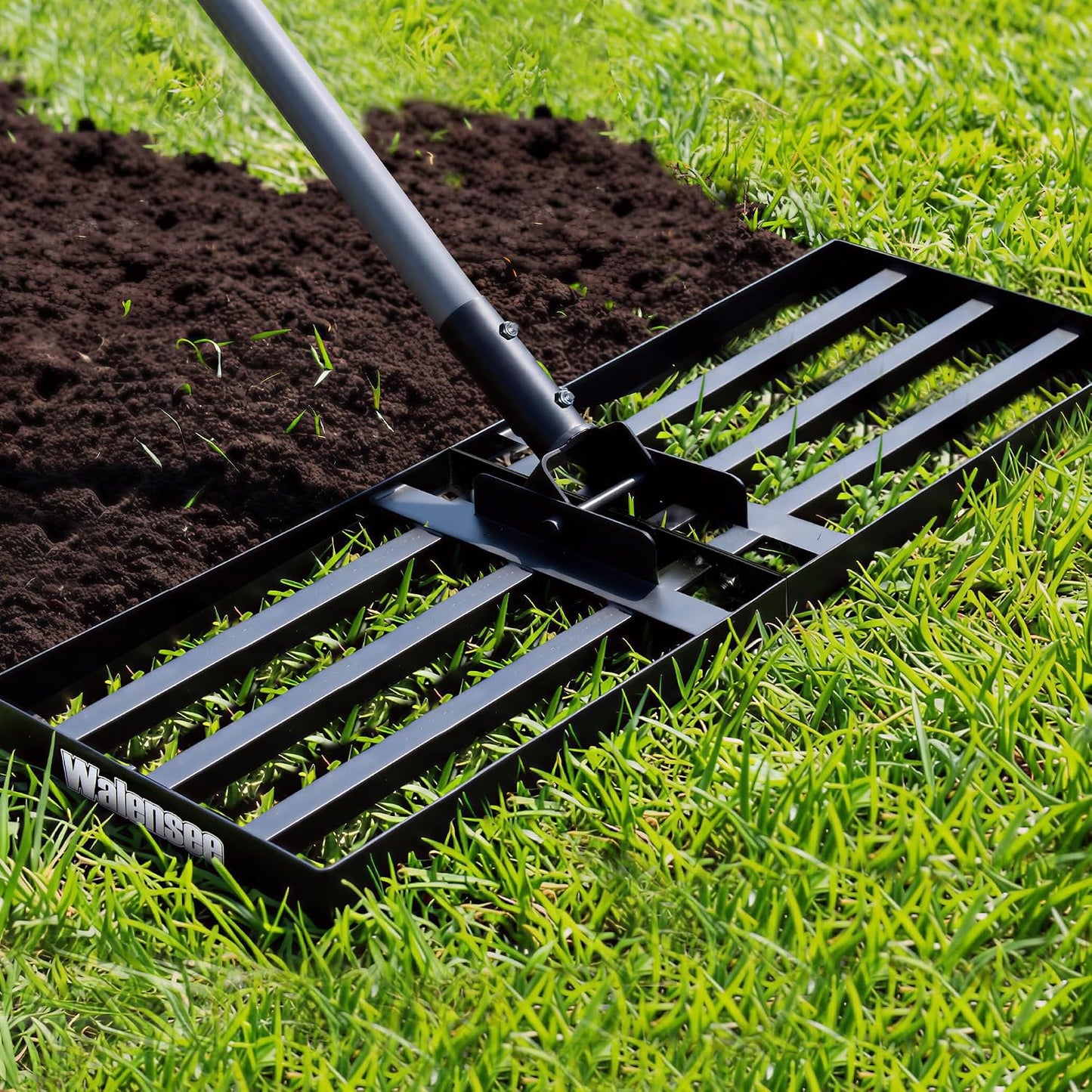 Lawn Leveling Rake, Reinforced Leveler with 6.5FT Steel Handle