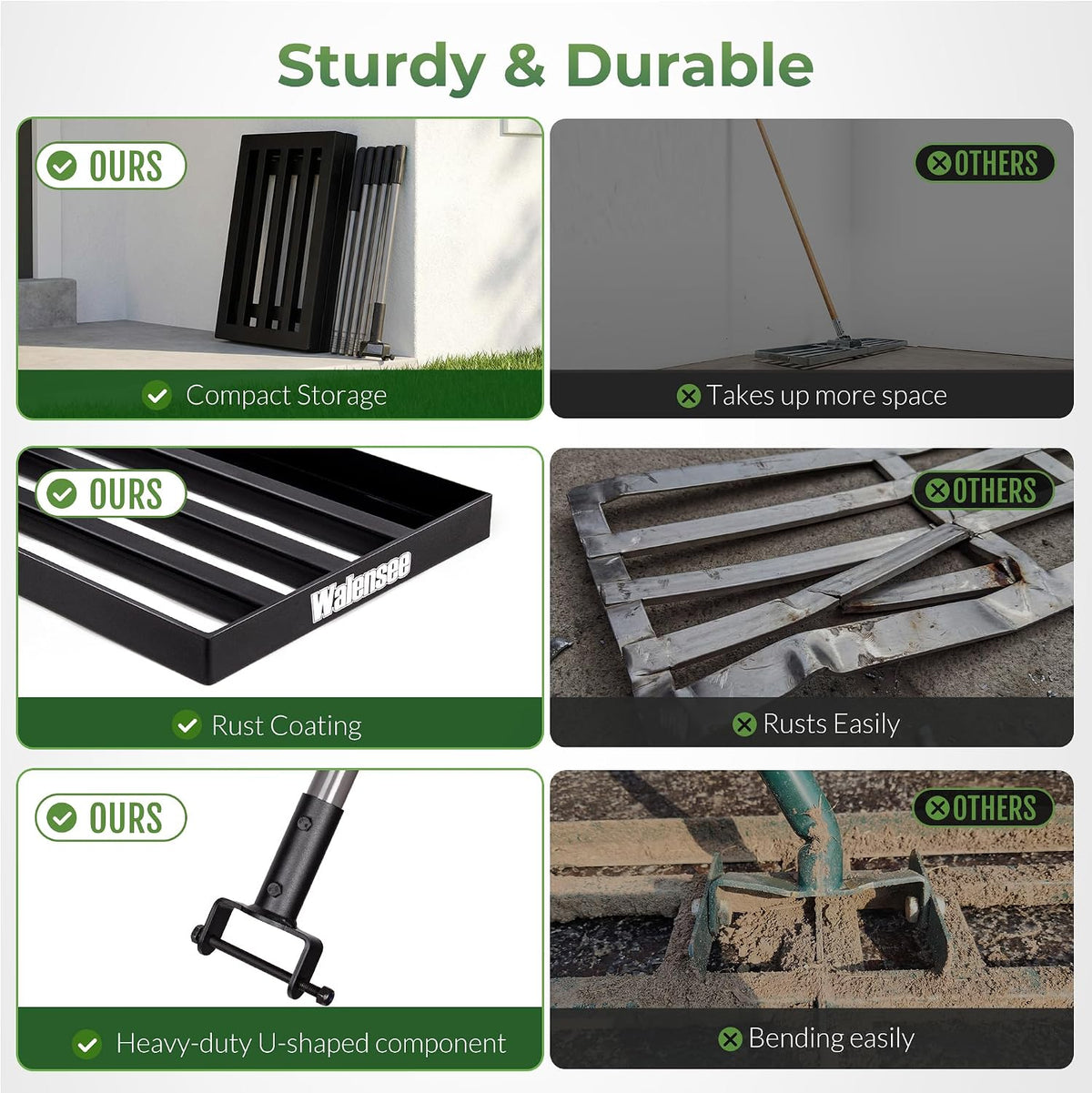 Lawn Leveling Rake, Reinforced Leveler with 6.5FT Steel Handle