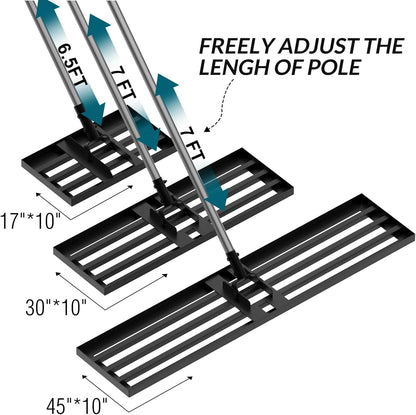 Lawn Leveling Rake, Reinforced Leveler with 6.5FT Steel Handle