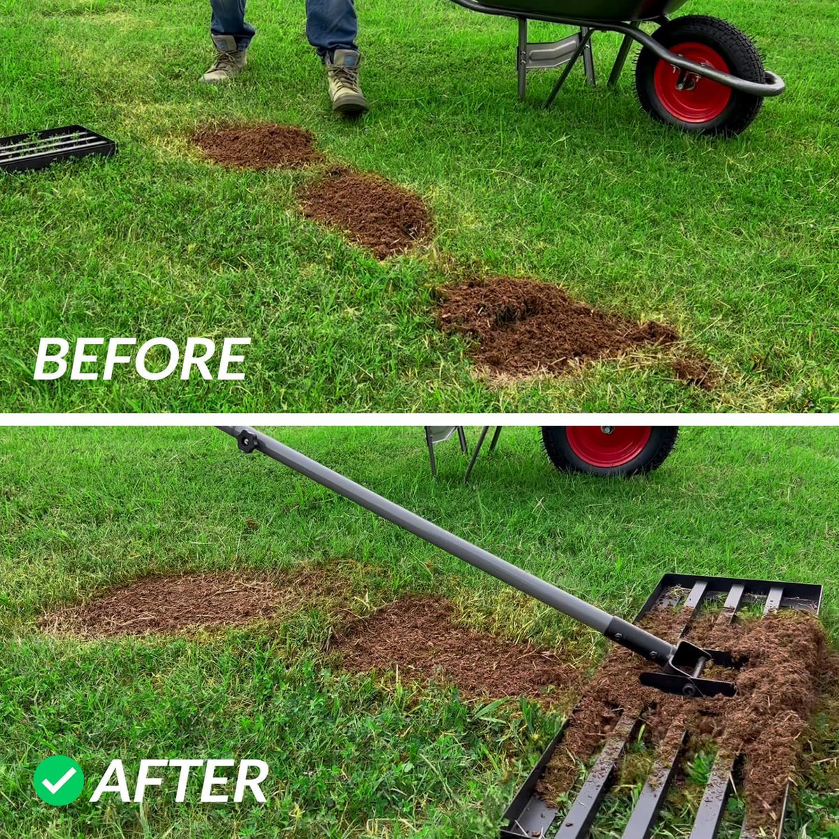 Lawn Leveling Rake, Reinforced Leveler with 6.5FT Steel Handle
