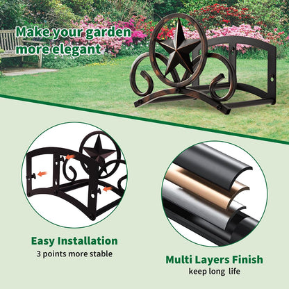 Garden Hose Holder Wall Mounted Decorative, Heavy Duty Metal Hose Hanger for Outside, Sturdy Water Hose Rack Holds 125-Feet of 5/8-Inch Hose, Water Hose Hooks