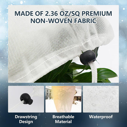 2 Pack Plant Covers Freeze Protection for Winter, 31.5''×23.6'' Frost Cloths for Outdoor Plants Cold Weather Blankets with Drawstrings