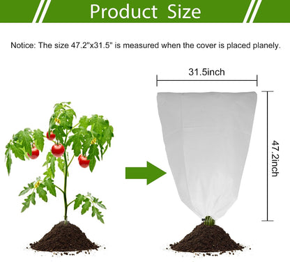 2 Pack Plant Covers Freeze Protection for Winter, 31.5''×23.6'' Frost Cloths for Outdoor Plants Cold Weather Blankets with Drawstrings