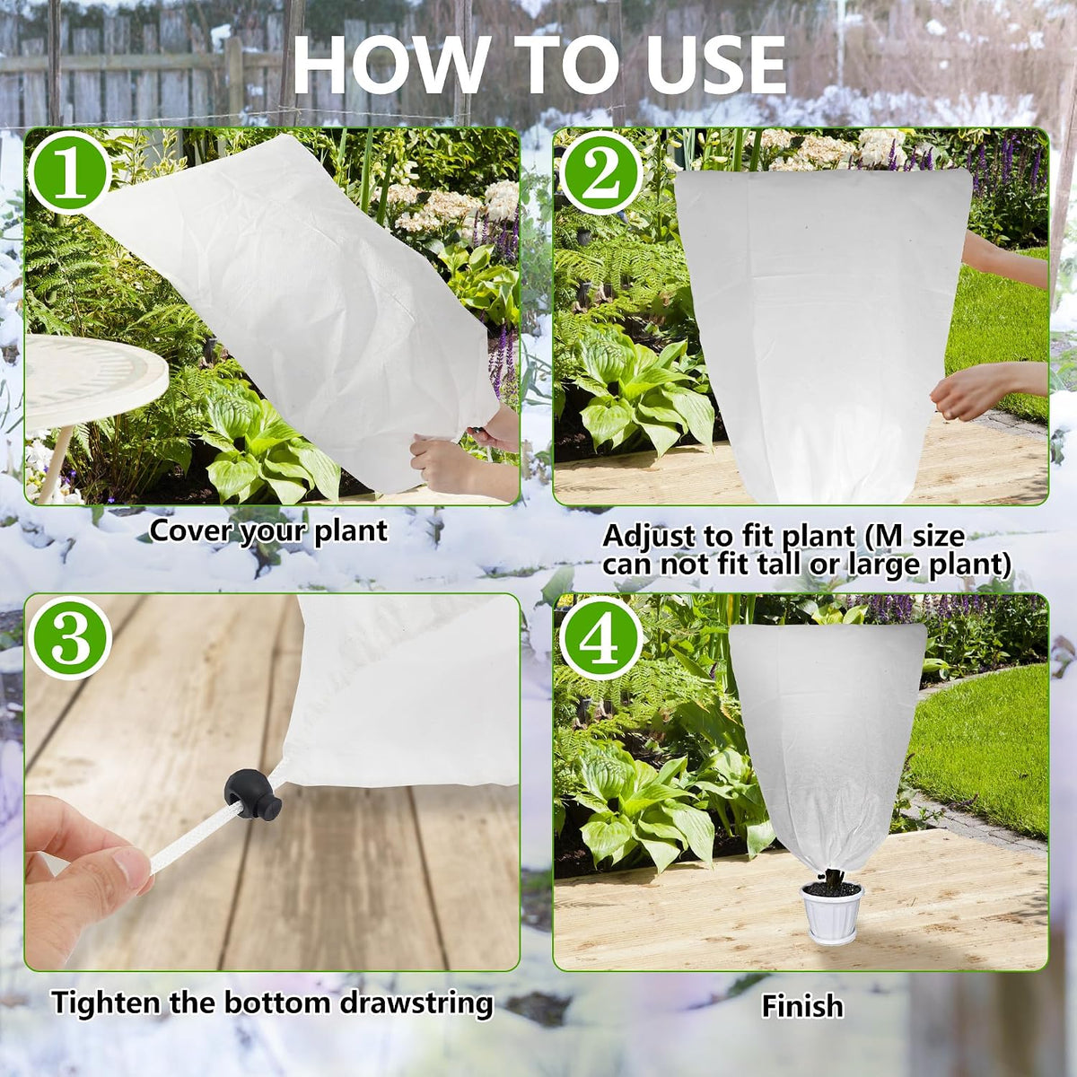 2 Pack Plant Covers Freeze Protection for Winter, 31.5''×23.6'' Frost Cloths for Outdoor Plants Cold Weather Blankets with Drawstrings