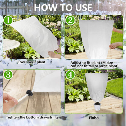 2 Pack Plant Covers Freeze Protection for Winter, 31.5''×23.6'' Frost Cloths for Outdoor Plants Cold Weather Blankets with Drawstrings