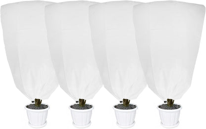 2 Pack Plant Covers Freeze Protection for Winter, 31.5''×23.6'' Frost Cloths for Outdoor Plants Cold Weather Blankets with Drawstrings