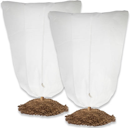 2 Pack Plant Covers Freeze Protection for Winter, 31.5''×23.6'' Frost Cloths for Outdoor Plants Cold Weather Blankets with Drawstrings