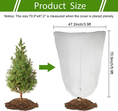 2 Pack Plant Covers Freeze Protection for Winter, 31.5''×23.6'' Frost Cloths for Outdoor Plants Cold Weather Blankets with Drawstrings