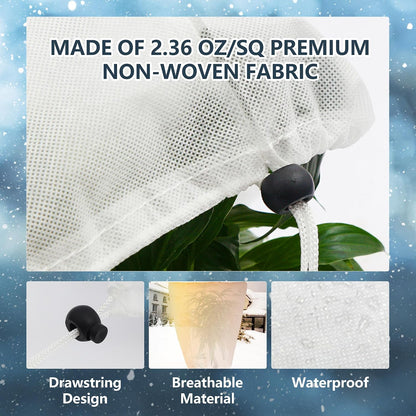 2 Pack Plant Covers Freeze Protection for Winter, 31.5''×23.6'' Frost Cloths for Outdoor Plants Cold Weather Blankets with Drawstrings