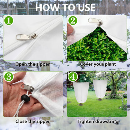2 Pack Plant Covers Freeze Protection for Winter, 31.5''×23.6'' Frost Cloths for Outdoor Plants Cold Weather Blankets with Drawstrings