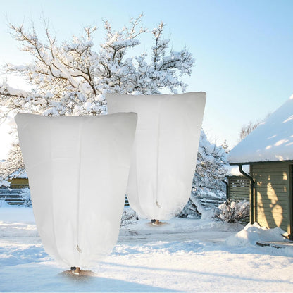 2 Pack Plant Covers Freeze Protection for Winter, 31.5''×23.6'' Frost Cloths for Outdoor Plants Cold Weather Blankets with Drawstrings