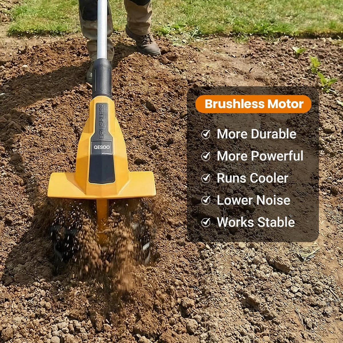 Brushless Cordless Tiller Cultivator Compatible with Dewalt 20V Max Battery
