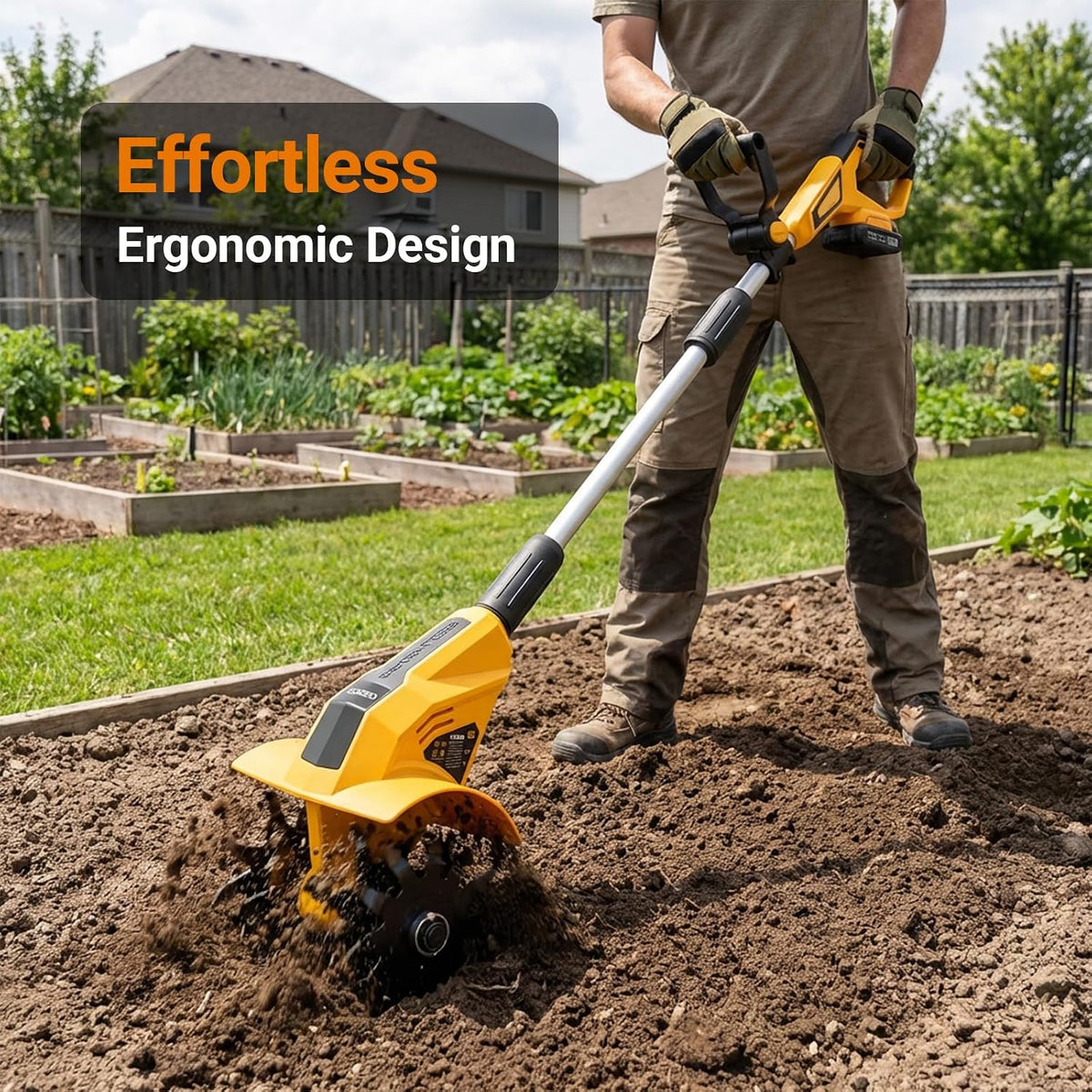 Brushless Cordless Tiller Cultivator Compatible with Dewalt 20V Max Battery