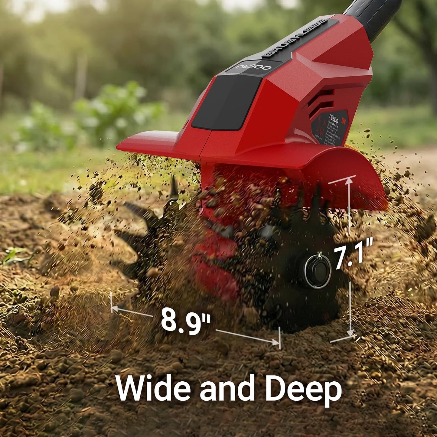 Brushless Cordless Tiller Cultivator Compatible with Dewalt 20V Max Battery
