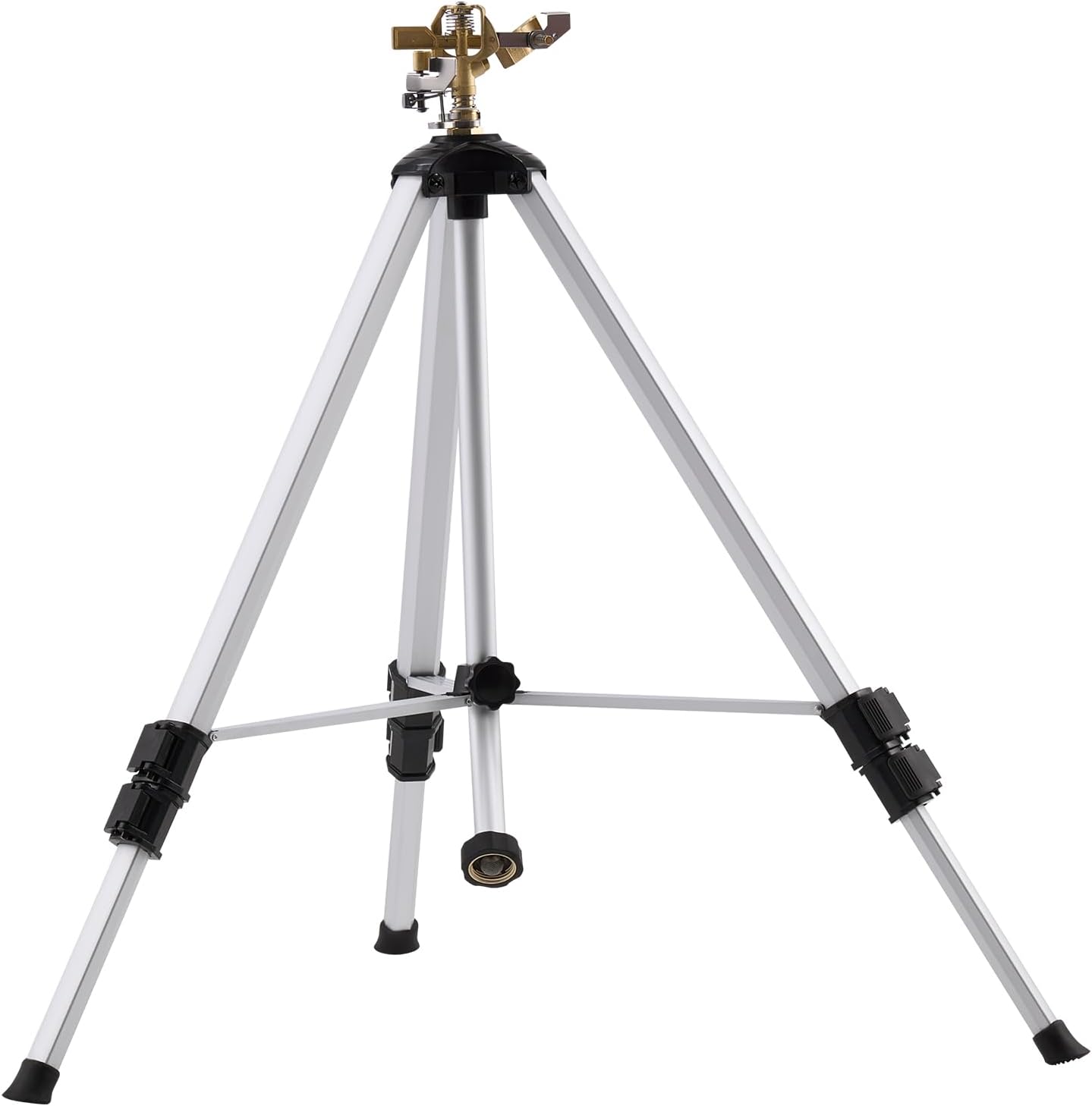 Impact Sprinkler on Tripod Base, Heavy Duty Tripod Sprinklers with Brass Head & 3/4" Connector, 360 Degree Large Area Coverage Irrigation Sprinkler, Adjustable Heights, for Yard Gray