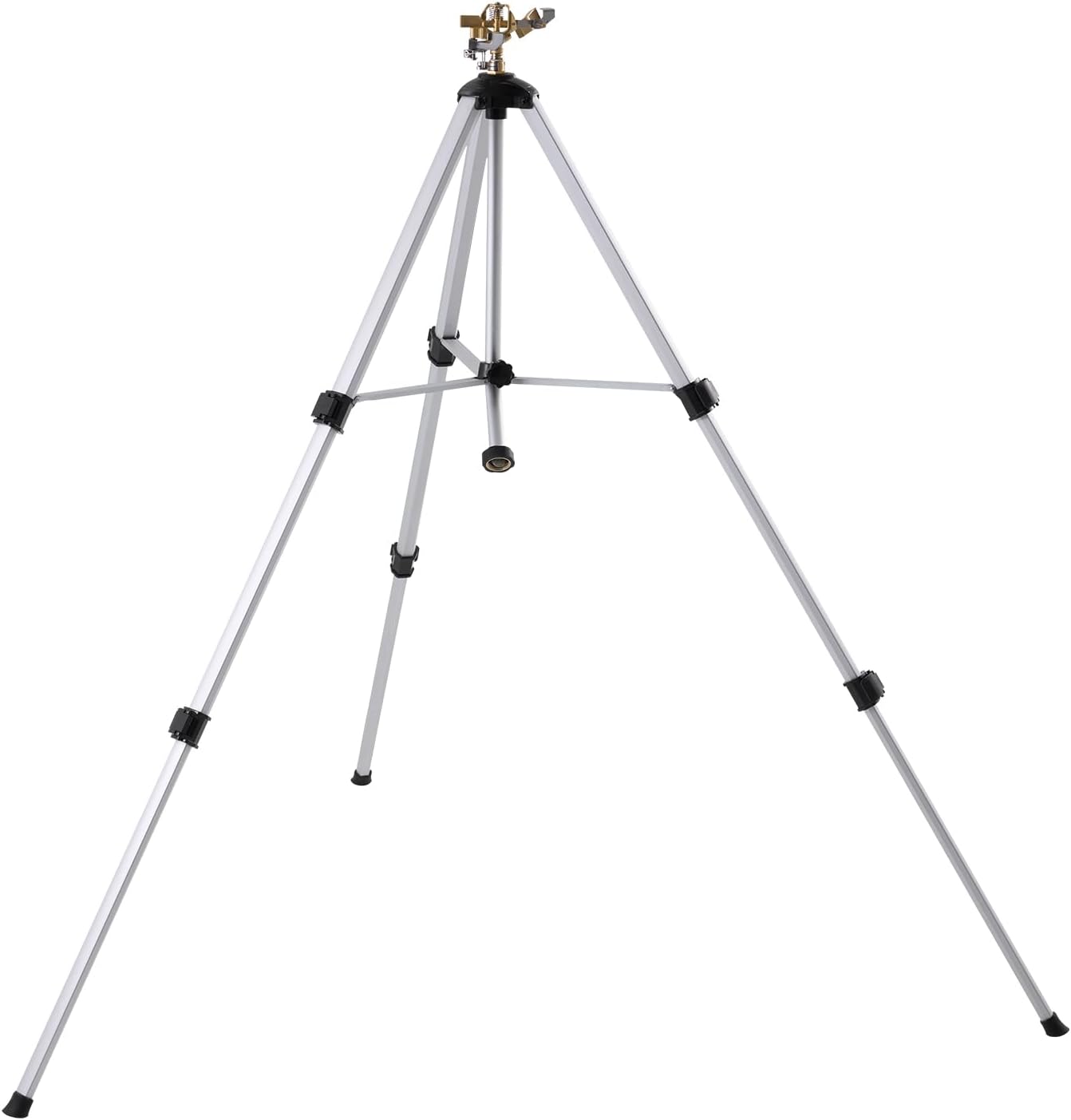 Impact Sprinkler on Tripod Base, Heavy Duty Tripod Sprinklers with Brass Head & 3/4" Connector, 360 Degree Large Area Coverage Irrigation Sprinkler, Adjustable Heights, for Yard Gray