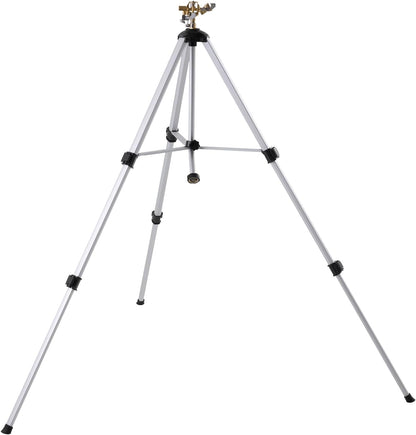 Impact Sprinkler on Tripod Base, Heavy Duty Tripod Sprinklers with Brass Head & 3/4" Connector, 360 Degree Large Area Coverage Irrigation Sprinkler, Adjustable Heights, for Yard Gray