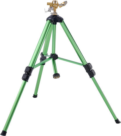 Impact Sprinkler on Tripod Base, Heavy Duty Tripod Sprinklers with Brass Head & 3/4" Connector, 360 Degree Large Area Coverage Irrigation Sprinkler, Adjustable Heights, for Yard Gray