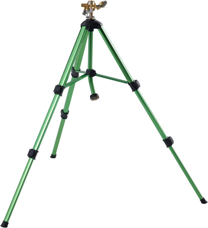 Impact Sprinkler on Tripod Base, Heavy Duty Tripod Sprinklers with Brass Head & 3/4" Connector, 360 Degree Large Area Coverage Irrigation Sprinkler, Adjustable Heights, for Yard Gray