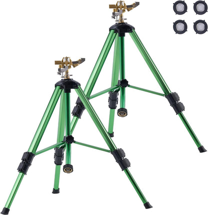 Impact Sprinkler on Tripod Base, Heavy Duty Tripod Sprinklers with Brass Head & 3/4" Connector, 360 Degree Large Area Coverage Irrigation Sprinkler, Adjustable Heights, for Yard Gray