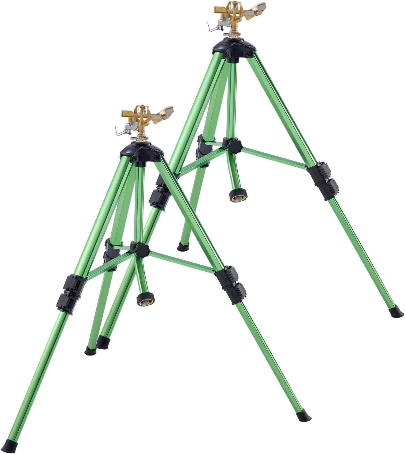 Impact Sprinkler on Tripod Base, Heavy Duty Tripod Sprinklers with Brass Head & 3/4" Connector, 360 Degree Large Area Coverage Irrigation Sprinkler, Adjustable Heights, for Yard Gray
