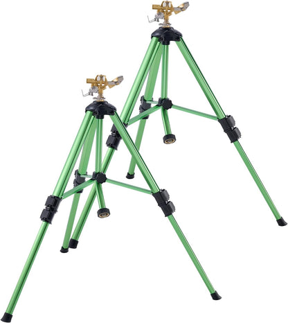 Impact Sprinkler on Tripod Base, Heavy Duty Tripod Sprinklers with Brass Head & 3/4" Connector, 360 Degree Large Area Coverage Irrigation Sprinkler, Adjustable Heights, for Yard Gray