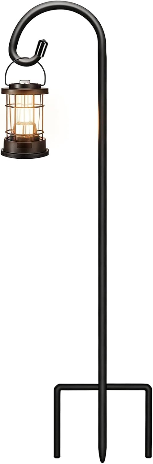 32 Inch Shepherd Hooks for Outdoor 4 Pack, Adjustable Garden Hooks for Hanging Plants, Lanterns, Solar Lights, Mason Jars & Wedding Decor, Matte Black Decorative Shepherd’s Hooks