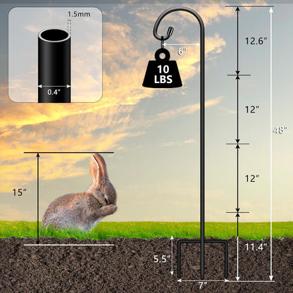 32 Inch Shepherd Hooks for Outdoor 4 Pack, Adjustable Garden Hooks for Hanging Plants, Lanterns, Solar Lights, Mason Jars & Wedding Decor, Matte Black Decorative Shepherd’s Hooks