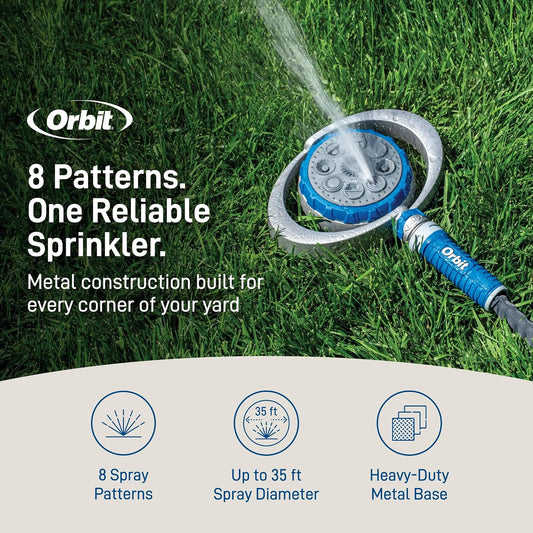 Metal 8-Pattern Turret Sprinkler, Weighted Base - 28252