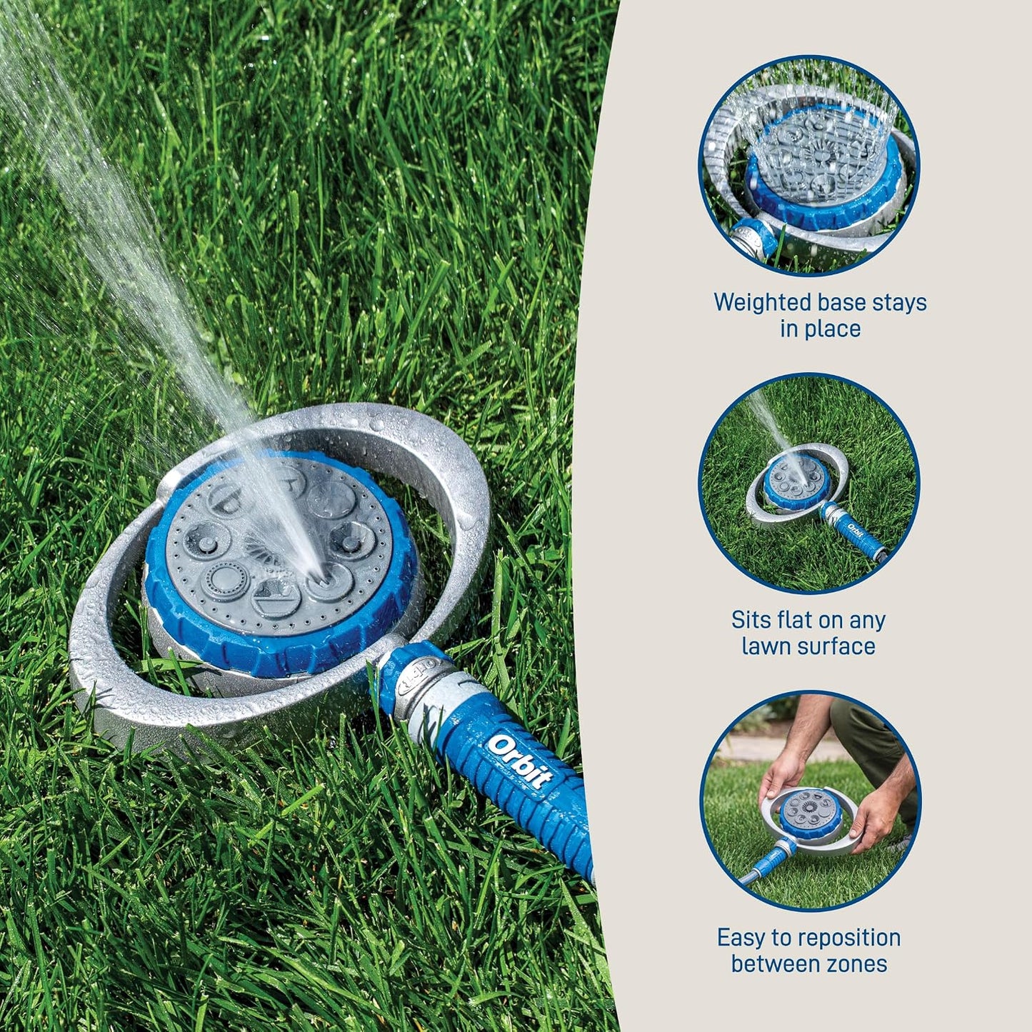 Metal 8-Pattern Turret Sprinkler, Weighted Base - 28252