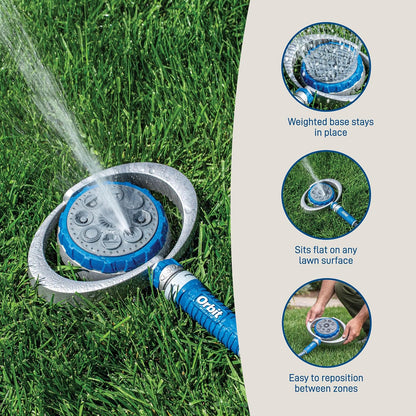 Metal 8-Pattern Turret Sprinkler, Weighted Base - 28252