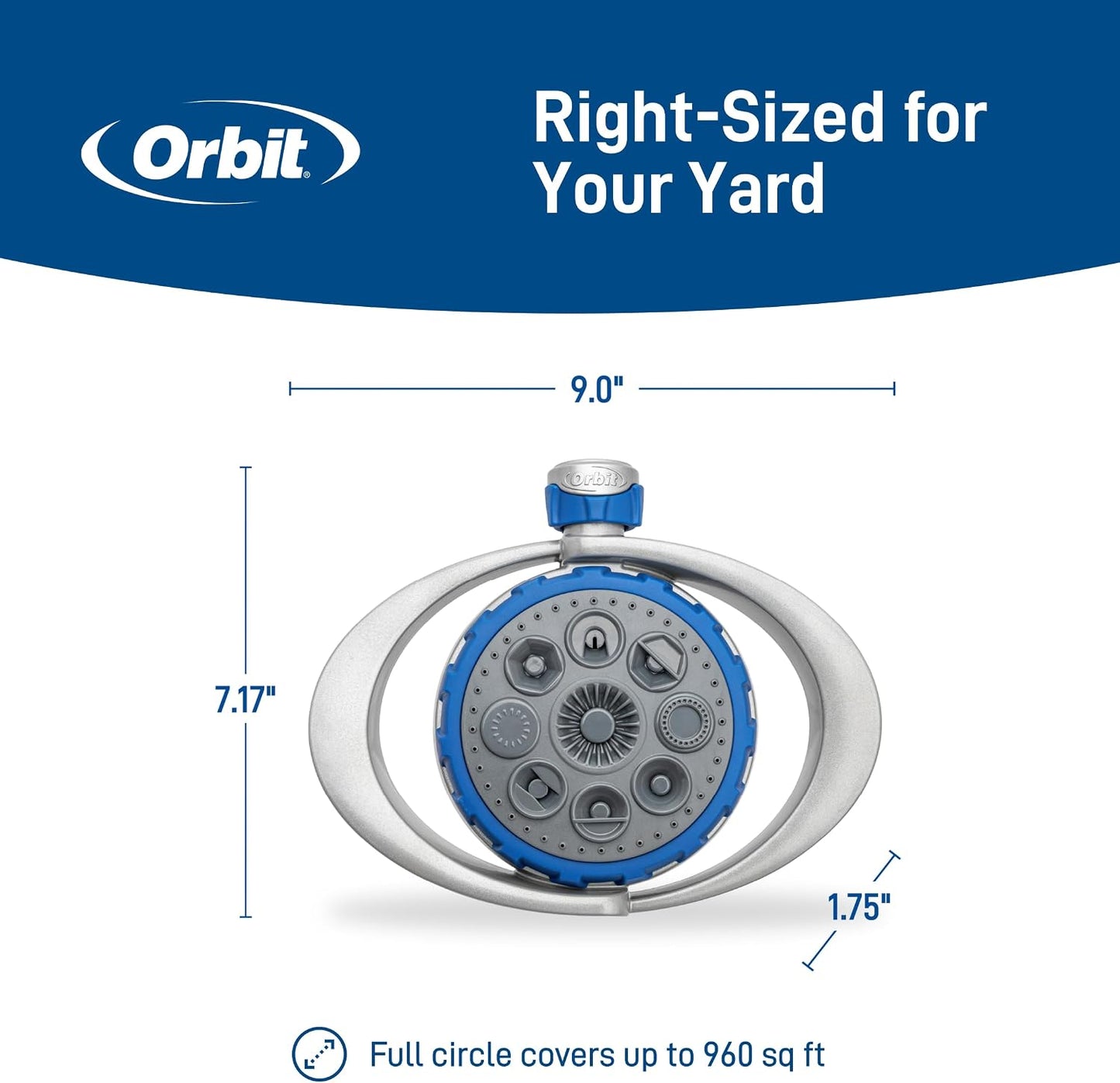 Metal 8-Pattern Turret Sprinkler, Weighted Base - 28252